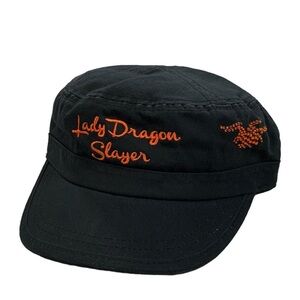 WMNS Vintage Lady Dragon Slayer Black & Orange Studded Embroidered Strapback Hat